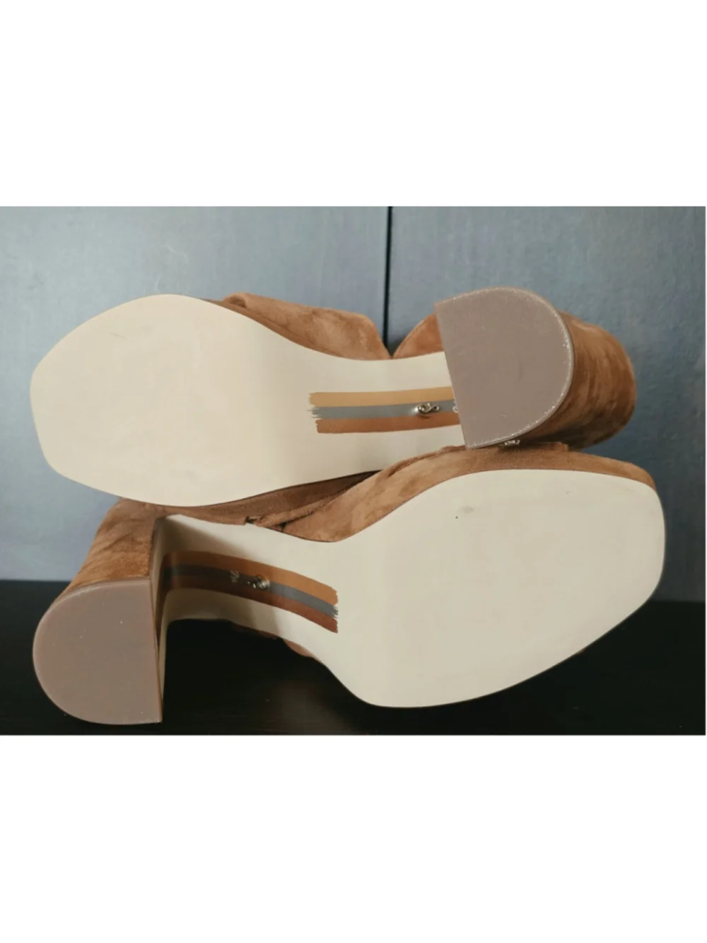 Sam Edelman Kristen SUEDE LEATHER Block Heels Sandals 7.5 M Brown
